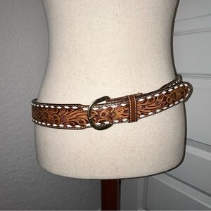 Vintage 3D Embossed Leather Statement Belt